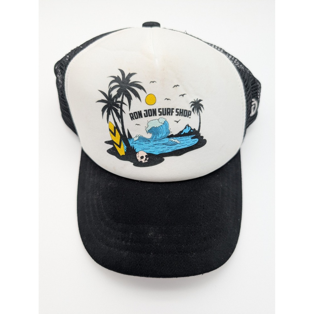Ron Jon Surf Shop Kids Trucker Hat Black White Snapback Grom Squad Beach Graphic